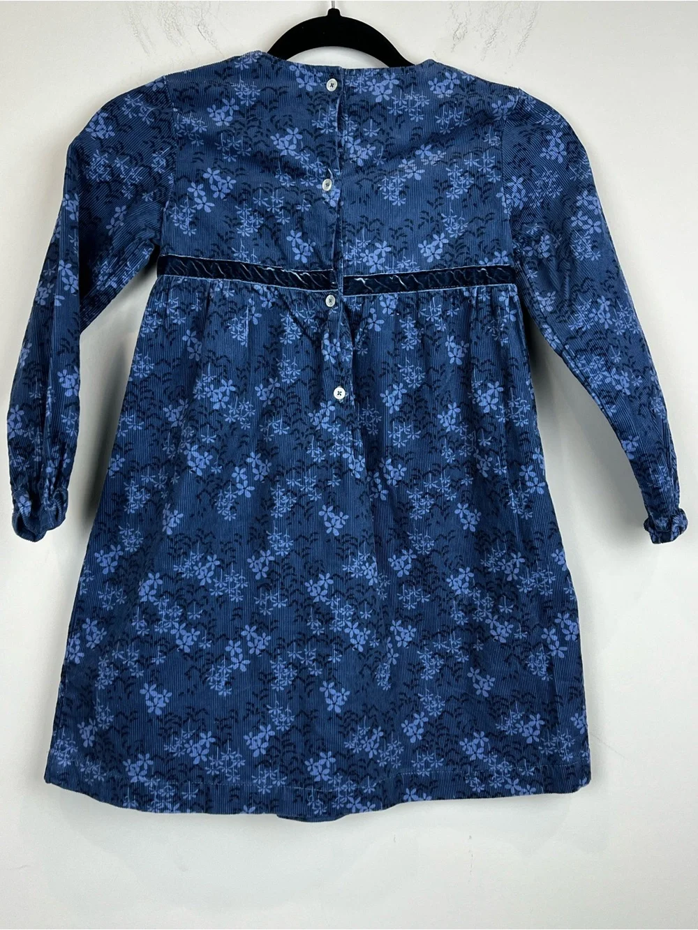 Spanish Gocco Girls long sleeve corduroy dress Blue Floral Girls Size 7-8